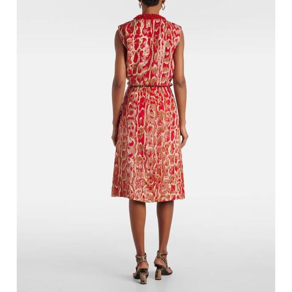 Dries Van Noten Shera Sequined Snake Print Skirt in Brique 36 US 4 - Picture 3 of 6